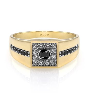 Anillo Caballero Negro Oro Amarillo