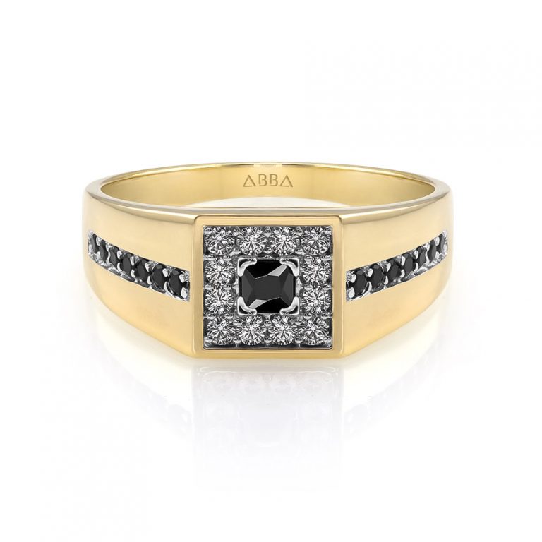 Anillo Caballero Negro Oro Amarillo