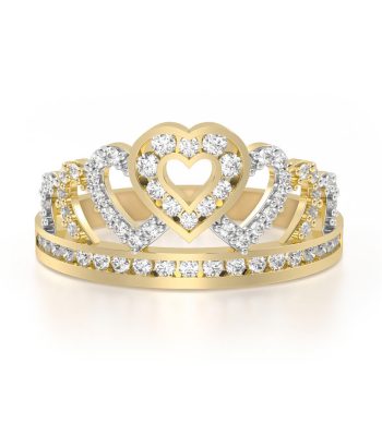 Anillo Corona Oro Corazón Radiante
