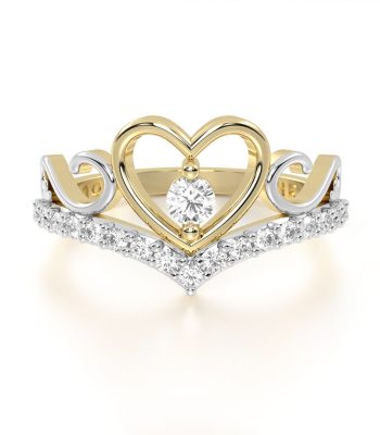 Anillo Corona Oro Tiara Corazón