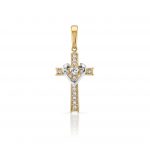 Dije Cruz de Oro Manto Corazón Cristo