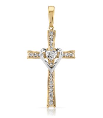 Dije Cruz de Oro Manto Corazón Cristo