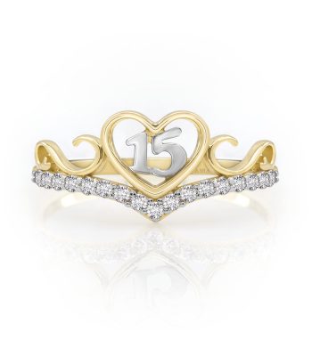 Anillo 15 Años Oro Tiara Corazón
