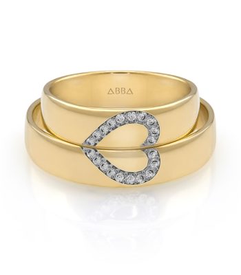 Set Argollas de Matrimonio Oro Corazón Love Pavé