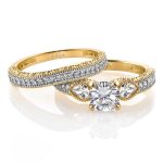 Set de Anillos de Compromiso Oro Milgrain