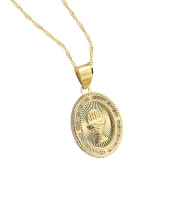Dije Medalla Primera Comunión Oro 10k Mate