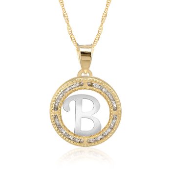 Collar con Cadena y Dije Letra B de Oro 10k