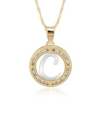 Collar con Cadena y Dije Letra C de Oro 10k