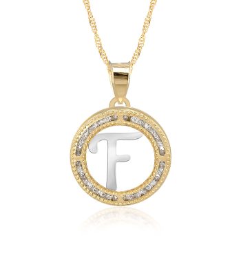 Collar con Cadena y Dije Letra F de Oro 10k