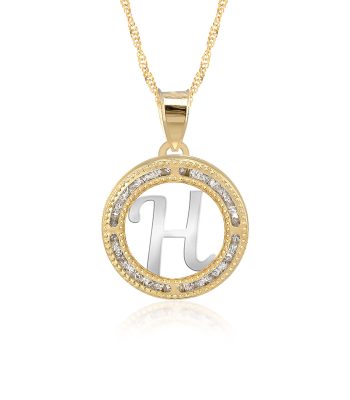 Collar con Cadena y Dije Letra H de Oro 10k
