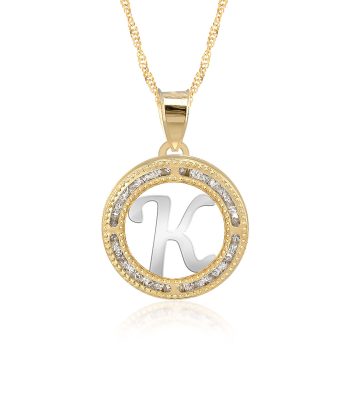 Collar con Cadena y Dije Letra K de Oro 10k