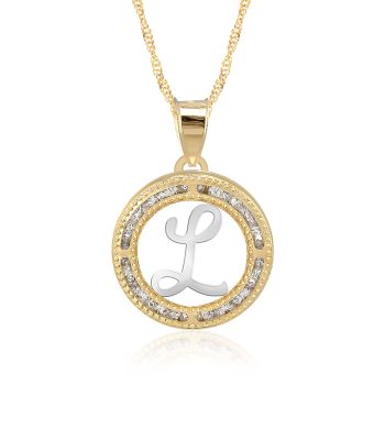 Collar con Cadena y Dije Letra L de Oro 10k