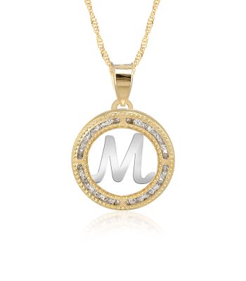 Collar con Cadena y Dije Letra M de Oro 10k