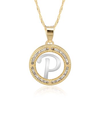 Collar con Cadena y Dije Letra P de Oro 10k