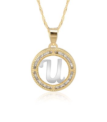Collar con Cadena y Dije Letra U de Oro 10k