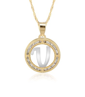 Collar con Cadena y Dije Letra V de Oro 10k