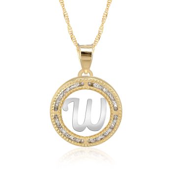 Collar con Cadena y Dije Letra W de Oro 10k
