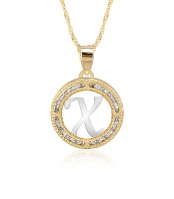Collar con Cadena y Dije Letra X de Oro 10k