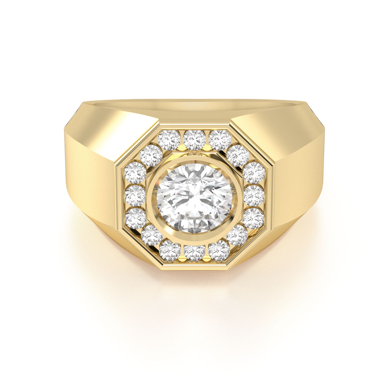 Anillo de Caballero Oro Octagóno Abba Joyas