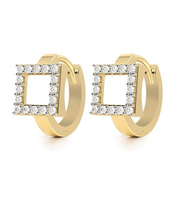 Aretes Huggies de Oro Cuadro Pavé