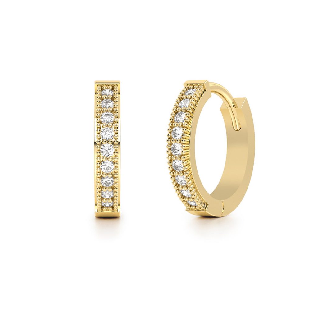 Aretes Huggies de Oro Línea