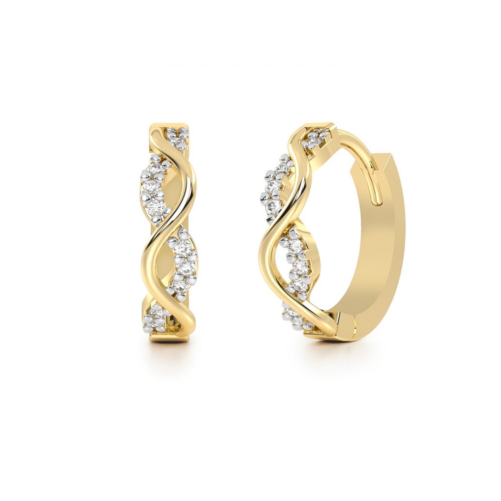 Aretes Huggies de Oro Trenza