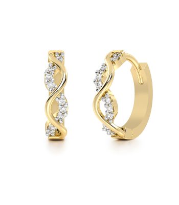 Aretes Huggies de Oro Trenza