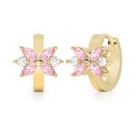 Aretes Huggies de Oro Mariposa Flor