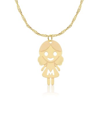 Collar con Cadena y Dije Niña Oro Personalizado