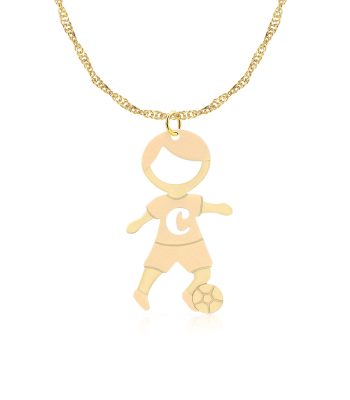 Collar con Cadena y Dije Niño Oro Balón Fútbol 10k
