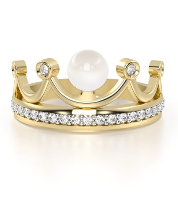 Anillo Corona Oro Ariel Perla