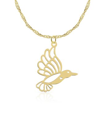 Collar con Cadena y Dije Colibrí Oro 10k