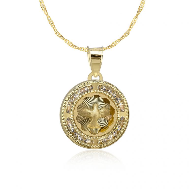 Dije Medalla Espiritu Santo Paloma Oro 10k