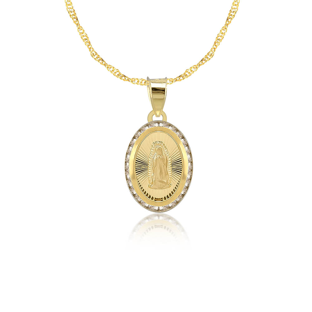 cáustico Humillar Astrolabio Cadena con Dije Medalla Virgen de Guadalupe Oro 10k Brillante CH - Abba  Joyas®