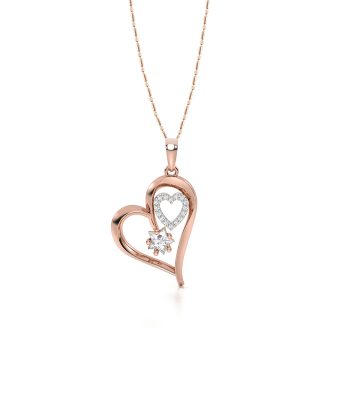 Collar con Cadena y Dije Corazón Estrella Oro Rosa