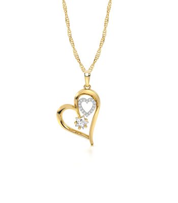 Collar con Cadena y Dije Corazón Estrella Oro