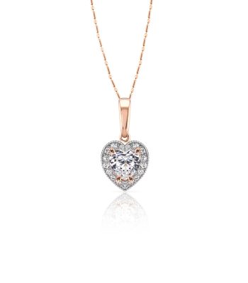 Collar con Cadena y Dije Corazón Micro Pavé Oro Rosa