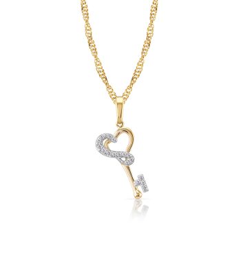 Collar con Cadena y Dije Llave Corazón Oro