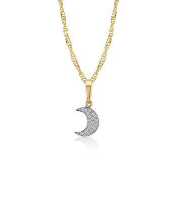 Collar con Cadena y Dije Luna Micro Pavé Oro