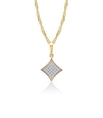 Collar con Cadena y Dije Rombo Micro Pavé Oro