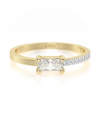 Anillo de Compromiso Oro Baguette Doble Vista
