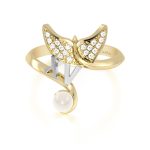 Anillo de 15 Años Oro Sirena Perla Natural