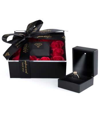 Caja para Anillo con Rosas Estuche con Luz Led