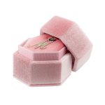 Estuche Para Joyería Terciopelo Rosa Exagonal
